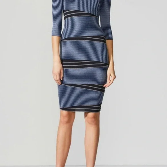 Anthropology soft Large Blue Ruched NWT Baily 44 Bodycon Dress stretchy - Picture 13 of 14